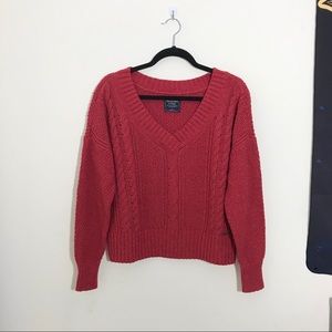 ABERCROMBIE & FITCH V-Neck Cable Knit Sweater